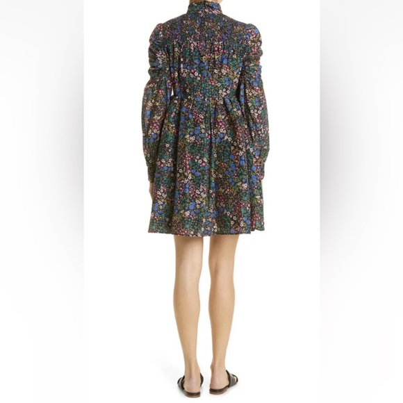 NWT Munthe Smocked High Neck Long Sleeves Mini Dress Puffy Black US 12 EU 44 - Picture 3 of 14